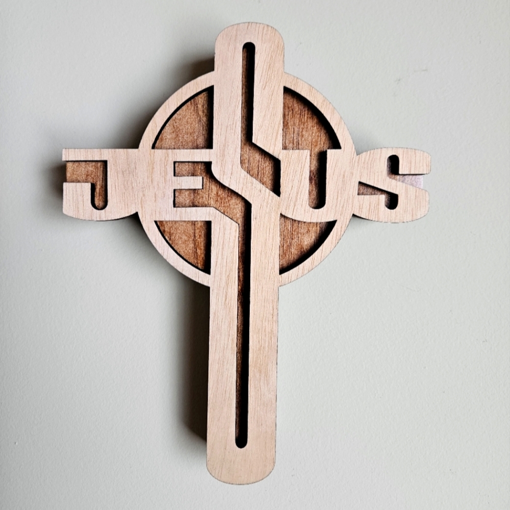 SOLD!  Wooden Jesus Wall Cross Decor Handmade - Picture 5 of 5